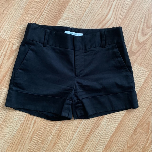 Zara Tailored Flat Front Cuffed Black Chino Trouser Shorts Size XS - Picture 1 of 9